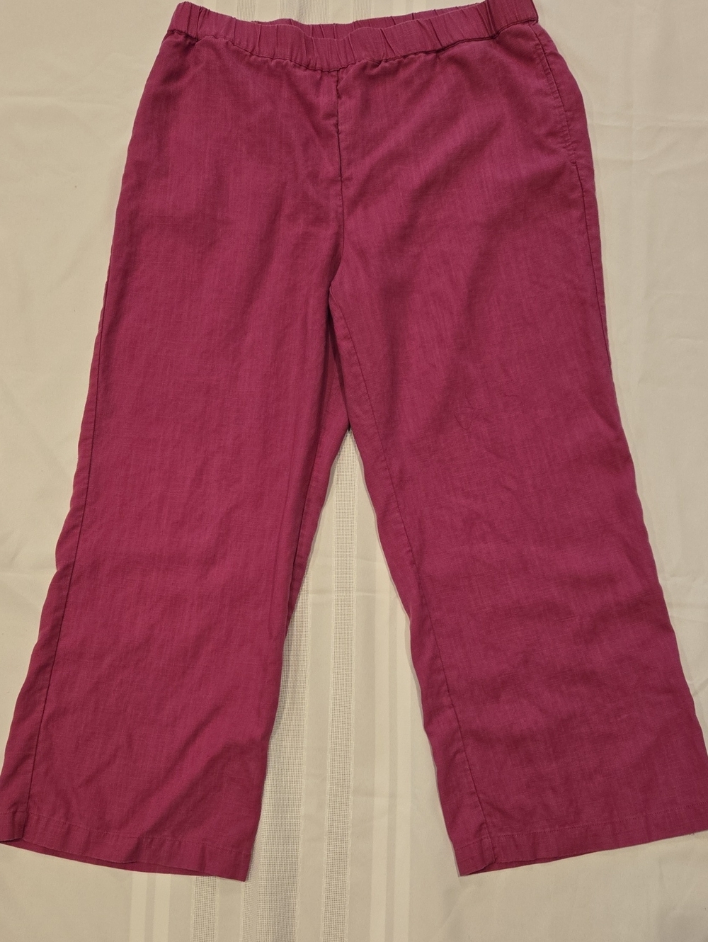 Soft Surroundings Raspberry Magenta Elastic-Waist Linen-Blend Pants